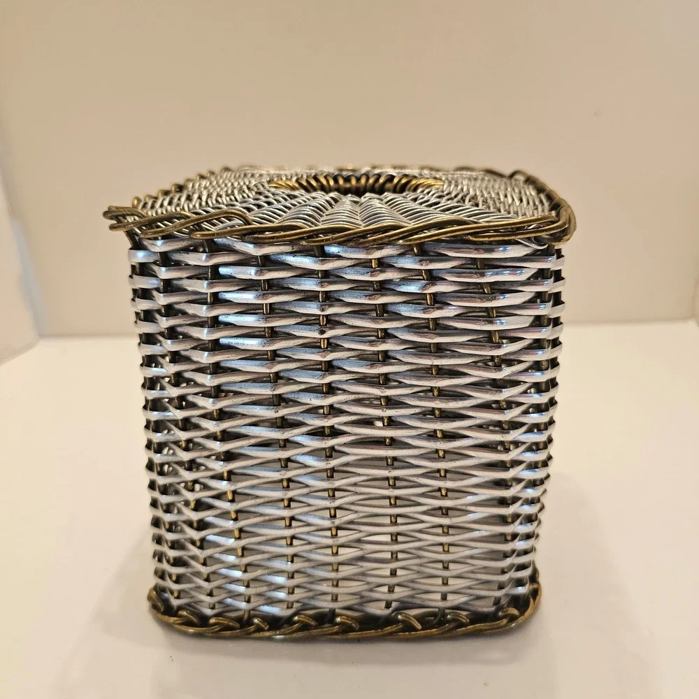 Park B. Smith Environments II Hand Woven Metal Tissue Box Cover Silver Brass